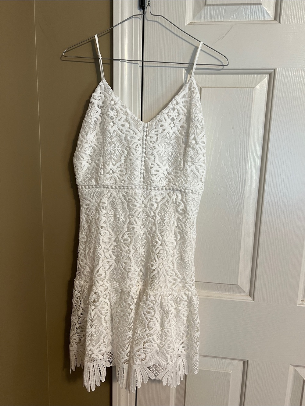 BB Dakota White Lace Mini Dress with Spaghetti Straps